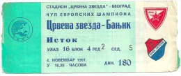 Sport Match Ticket UL000013 - Football (Soccer): Crvena Zvezda (Red Star) Belgrade Vs Baník Ostrava: 1981-11-04 - Tickets D'entrée