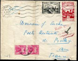 MAROC - N° 251 + PA 60, SUR LETTRE AVION, O.M. RABAT LE 5/3/1949, POUR BELLEY AVEC TAXE FRANCAISE N° 85 PAIRE - TB - Briefe U. Dokumente