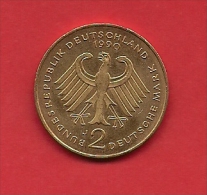 GERMANU 1990,  Circulated Coin  2 Mark Strauss 1949-1989 Km 175 - 2 Mark