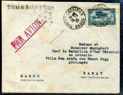 MAROC - PA 3 SUR LETTRE AVION, DE TANGER LE 19/3/1925, POUR RABAT, AVEC CENSURE CHERIFIENNE - TB - Storia Postale