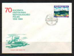 POLAND FDC 1988 70TH ANNIV OF GAINING INDEPENDENCE AFTER WW1 1918-1988 SERIES 2 PLANES FLIGHT Huta Stalowa Wola Trees - WW1 (I Guerra Mundial)