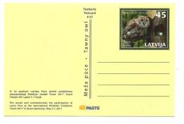 Latvia Lettland - Germany Postcard - OWL - EULE 2011  - MNH - Eulenvögel