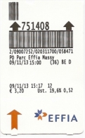 Ticket De Parking - Parc Effia Massy [gare Massy-TGV] (09-11) - Otros & Sin Clasificación