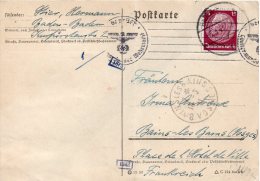 ALLEMAGNE CARTE CENSUREE POUR LA FRANCE 1941 - Andere & Zonder Classificatie