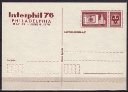 1976 Hungary - Stationery Postcard - Philadelphia Pennsylvania USA - MNH - Ganzsachen