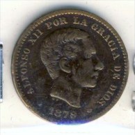 MONNAIE ESPAGNE 1879 # 5 CENTIMES ALFONSO XII - Sonstige & Ohne Zuordnung