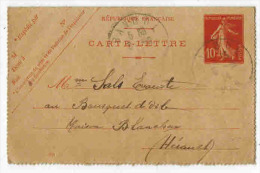 Carte Lettre Entier Postal Militaria Soldat SALS Semeuse 10 C Voyagé BANDOL Vers LE BOUSQUET D´ORB En 1914 - Letter Cards