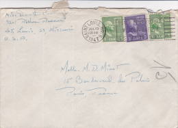 Saint-Louis Missouri 1947 - Lettre Pour Paris - Brief Cover Letter - Cartas & Documentos