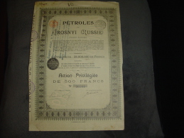 Action Privilégiée " Petroles De Grosnyi " Russie Russia ; 1921 Petrole Oil - Rusia