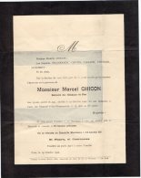 VP477 - CAEN 1942 - Faire - Part  Décès De Mr   M . CHICON Retraité Des Chemins De Fer - Décès