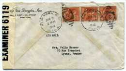 ETATS UNIS / USA / LETTRE DE NEW YORK  DREYFUS  POUR FRANCE LYON / CENSURE GUERRE 39-45 / WWII - Marcophilie