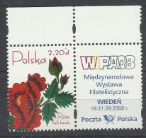 Pologne  Poland Polen Polska  ** MNH YT 3945 Fi 4047  Avec Vignette Rose Rosa - Plaatfouten & Curiosa