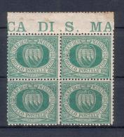 Rep. Di San Marino - 1892/94 - 10 Cent. Sass. 14 In Quartina ** - Nuovi