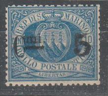 Rep. Di San Marino - 1892 - 5 Cent. Su 10 Cent. Sass. 8 (varietà8x) - Siglato Gazzi E A. Diena - Unused Stamps