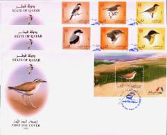 QATAR / 2009 / BIRDS / VOGELS / COMPLETE SET OF 3 FDCs FOR THE SET ; THE BOOKLET & THE MS / 5 SCANS . - Qatar