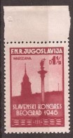 1946  JUGOSLAVIJA Slav Congress PANSLAWISCHER KONGRESS POLEN WARSCHAU SIGISMUND NEVER HINGED - Neufs