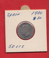 SPAIN. 1980,  Circulated Coin XF, 50 Centimos World Cup Soccer, Km815 - 50 Centimos