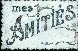 Carte Brodee Mes Amities Ca. 1908 Bruxelles Belgieque - Fiestas, Celebraciones