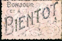 Carte Brodee Bonjour Bientot Tesbonvaux 15.9.1907 Belgieque 2 Scans - Feste, Eventi