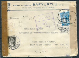 1943 Turkey Galata Aleppo Levant Censor Cover -  New York USA - Cartas & Documentos