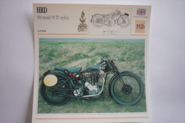 Transports - Sports Moto - Carte Fiche Technique Moto ( Hrd 500 Model 90 Tt Replica - Course - 1926 ( Description Au Dos - Motorcycle Sport