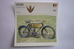 Transports - Sports Moto - Carte Fiche Technique Moto ( Antoine 3 1/2 HP - 415CM3 -tourisme - 1905 ( Description Au Dos - Motociclismo