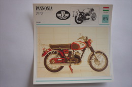 Transports - Sports Moto - Carte Fiche Technique( Pannonia 250 P 20 - Sport - 1974 ( Description Au Dos De La Carte - Motociclismo