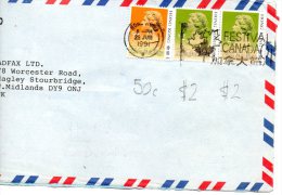 Hong Kong 1991, Airmail Cover With 4.50 Dollar Franking, "Festival Of Canada" Postmark To UK. Interesting - Briefe U. Dokumente