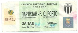 Sport Match Ticket UL000026 - Football (Soccer): Partizan Vs Porto: 2000-09-14 - Match Tickets