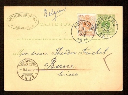 Postkaart Van Nr. 45 Gefrankeerd Met Nr. 28 Verstuurd In ANVERS Op 3/12/1884 Naar BERN (ZWITSERLAND) ! ZELDZAAM ! - 1869-1888 Lion Couché (Liegender Löwe)