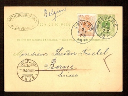 Postkaart Van Nr. 45 Gefrankeerd Met Nr. 28 Verstuurd In ANVERS Op 3/12/1884 Naar BERN (ZWITSERLAND) ! ZELDZAAM ! - 1869-1888 Lion Couché