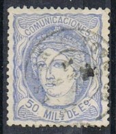 Sello 50 Mils Alegoria 1870 , Fechador HUESCAR (Granada),  Num 107 º - Usados