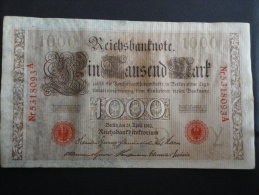 1910 A - Billet 1000 Mark - Allemagne - Série A : N° 5318093 A - Banknote Deutschland Germany - 1000 Mark