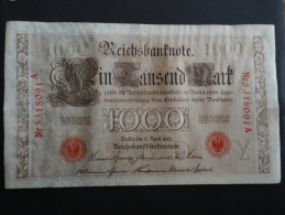 1910 A - 21 Avril 1910 - Billet 1000 Mark - Allemagne - Série A : N° 5318091 A - Banknote Deutschland Germany - 1.000 Mark