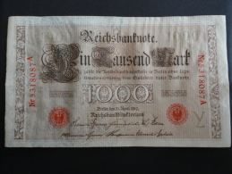 1910 A - 21 Avril 1910 - Billet 1000 Mark - Allemagne - Série A : N° 5318087 A - Banknote Deutschland Germany - 1.000 Mark