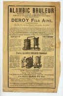 PUBLICITE 1900 ALAMBIC BRULEUR Système DEROY EAU-de-VIE Et Statuts Des BOUILLEURS De CRU - Facturas