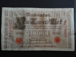 1910 A - 21 Avril 1910 - Billet 1000 Mark - Allemagne - Série A : N° 5318085 A - Banknote Deutschland Germany - 1.000 Mark