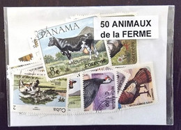 ANIMAUX DE LA FERME Lot De 50 Timbres Tous Differents Neufs Et Oblitérés. Satisfaction Assurée - Ferme