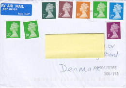 Great Britain Airmail Par Avion Royal Mail Label Mult Franked 2013? Cover Elizabeth II. Security Perf. Stamps - Brieven En Documenten