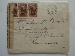 BEL AFFRANCHISSEMENT FRANCE LIBRE MULTIPLE SUR LETTRE DE TANANARIVE 1944 MADAGASCAR CENSUREE => TANANARIVE  COVER - Sonstige & Ohne Zuordnung