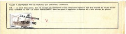 Talon De Formule D´examen Cachet A.T.D. SAINT GHISLAIN Personnel En 1985  -- UU749 - Other & Unclassified