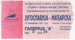 Sport Match Ticket UL000056 - Football (Soccer): Yugoslavia Vs Hungary: 1997-11-15 - Eintrittskarten