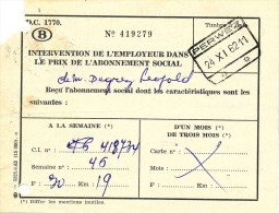 Abonnement Des Chemins De Fer Cachet Gare PERWEZ 1962   -- UU762 - Other & Unclassified