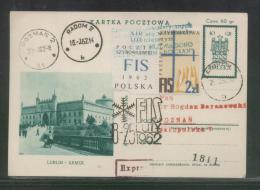 POLAND 1962 BOCIAN DELAYED 14TH GLIDER FLIGHT PC3 GREEN GREEN DELAY CACHET FIS SKIING CINDERELLA - Gliders