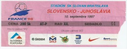 Sport Match Ticket UL000073 - Football (Soccer): Slovakia Vs Yugoslavia 1997-09-10 - Tickets D'entrée