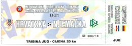 Sport Match Ticket UL000074 - Football (Soccer / Calcio): Croatia Vs Germany: U-21 2000-03-28 - Eintrittskarten