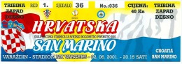 Sport Match Ticket UL000077 - Football (Soccer / Calcio) Croatia Vs San Marino 2001-06-02 - Eintrittskarten