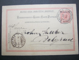 1896, SALONICH, Ganzsache  Nach Belgrad - Oriente Austriaco