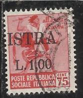 OCCUPAZIONE JUGOSLAVIA YUGOSLAVIA  ISTRIA 1945 L. 1 SU 0,75 USED VARIETY VARIETA´ - Yugoslavian Occ.: Fiume