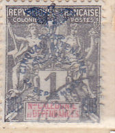 NOUVELLE CALÉDONIE N° 67 1C NOIR AZURE TYPE GROUPE ALLÉGORIQUE OBL - Oblitérés